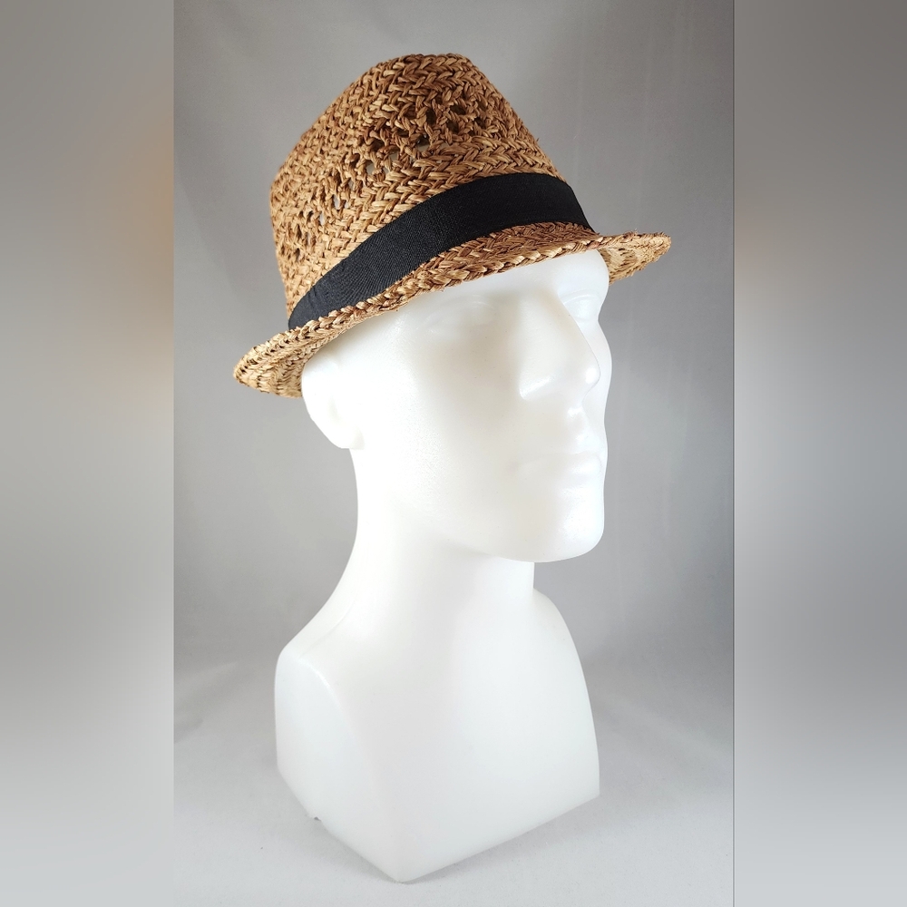H&M Straw Fedora, Brown with black band, M/58 size